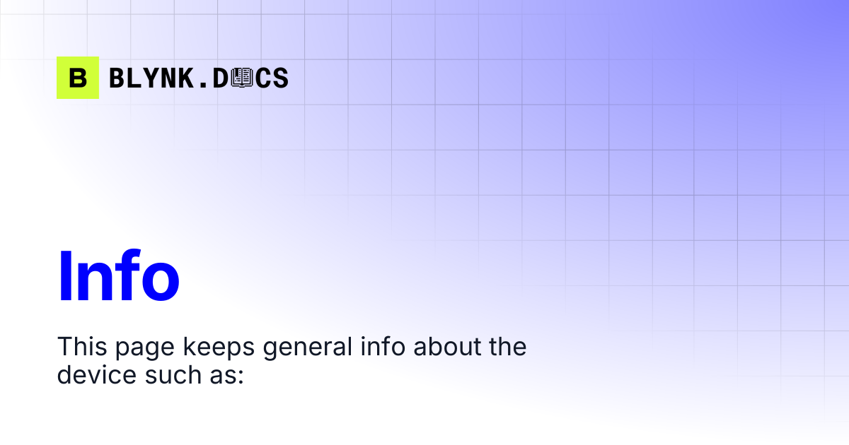 Info | Blynk Documentation